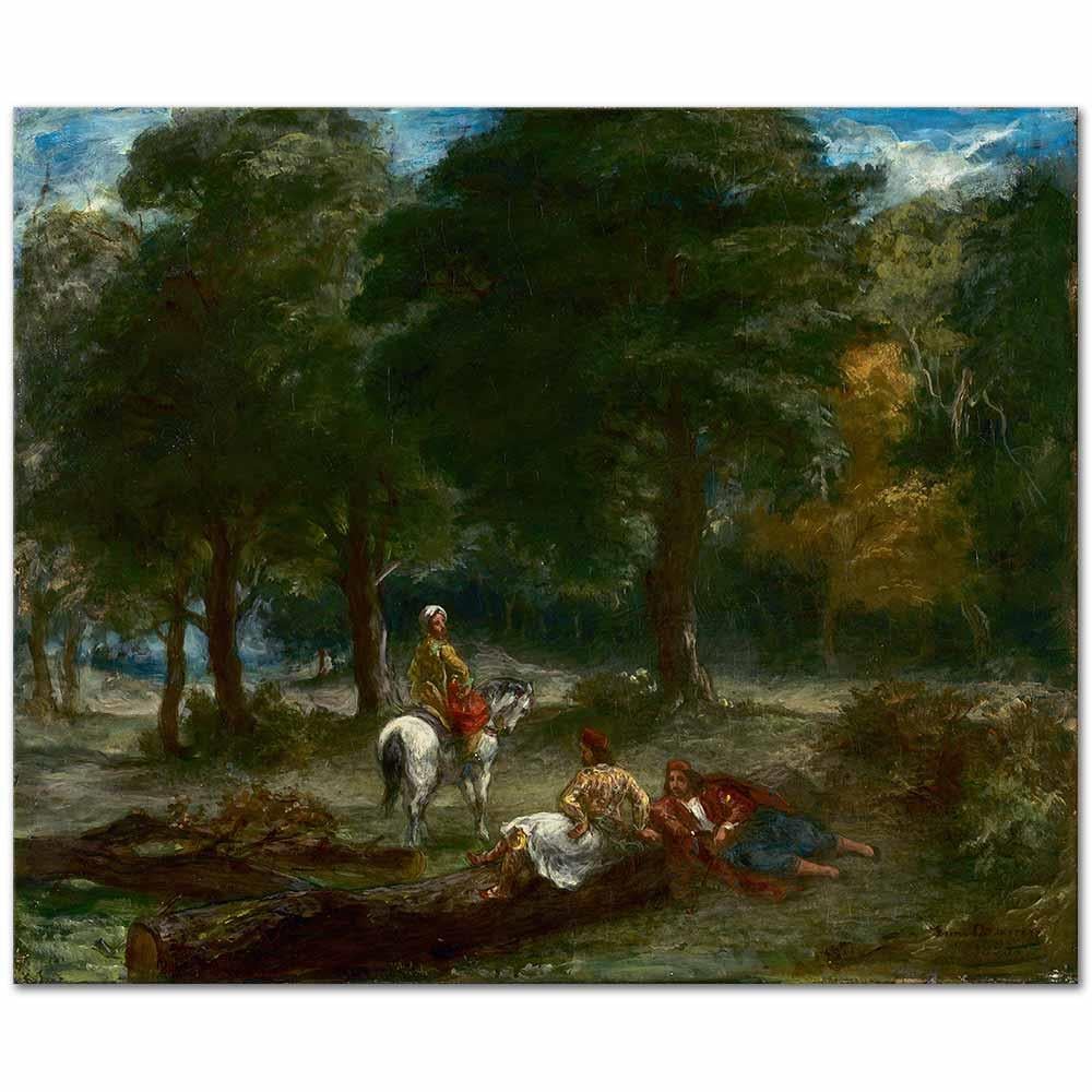 Eugene Delacroix Ormanda Dinlenen Yunan Süvarileri Kanvas Tablo
