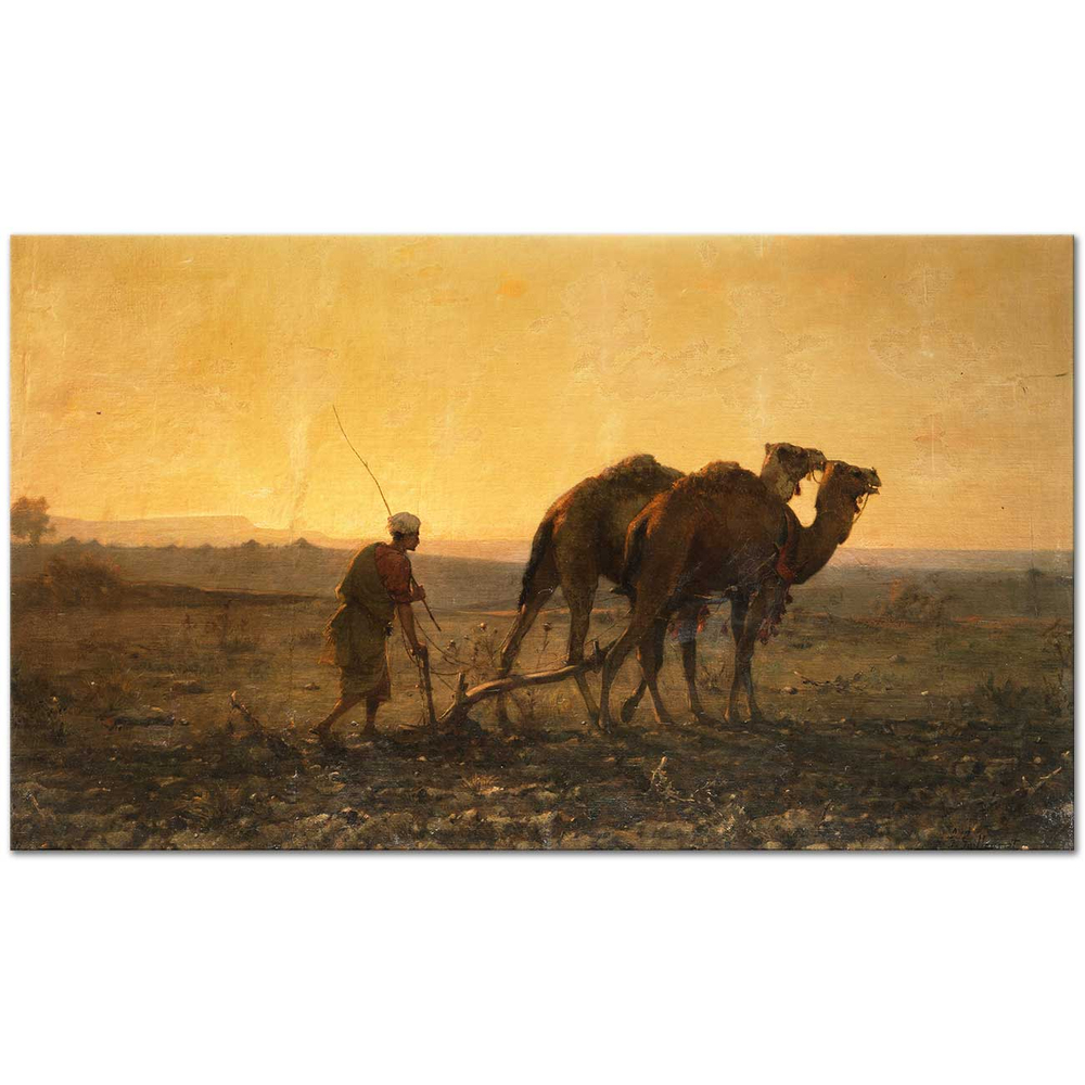 Gustave Achille Guillaumet Tarlada Akşam Kanvas Tablo