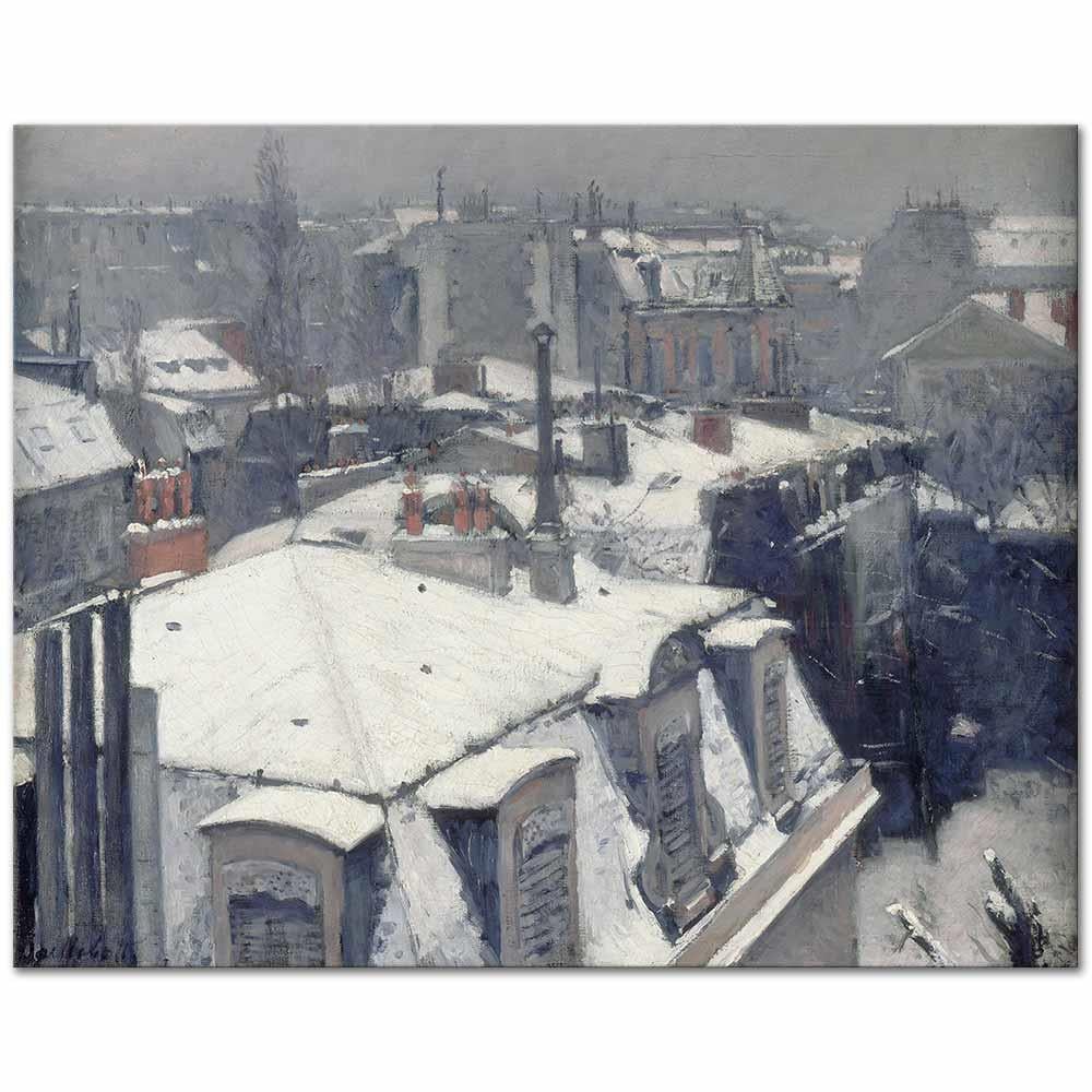 Gustave Caillebotte Kar Altında Çatılar Kanvas Tablo