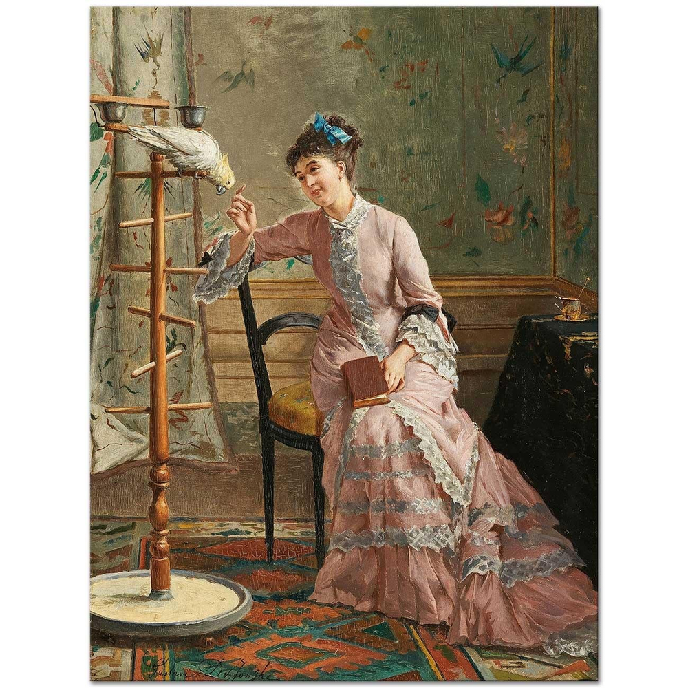 Gustave Leonard de Jonghe Kakadu Papağanı Kanvas Tablo