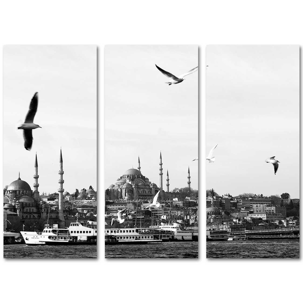 Haliç'ten Süleymaniye 3 Parçalı Set Kanvas Tablo