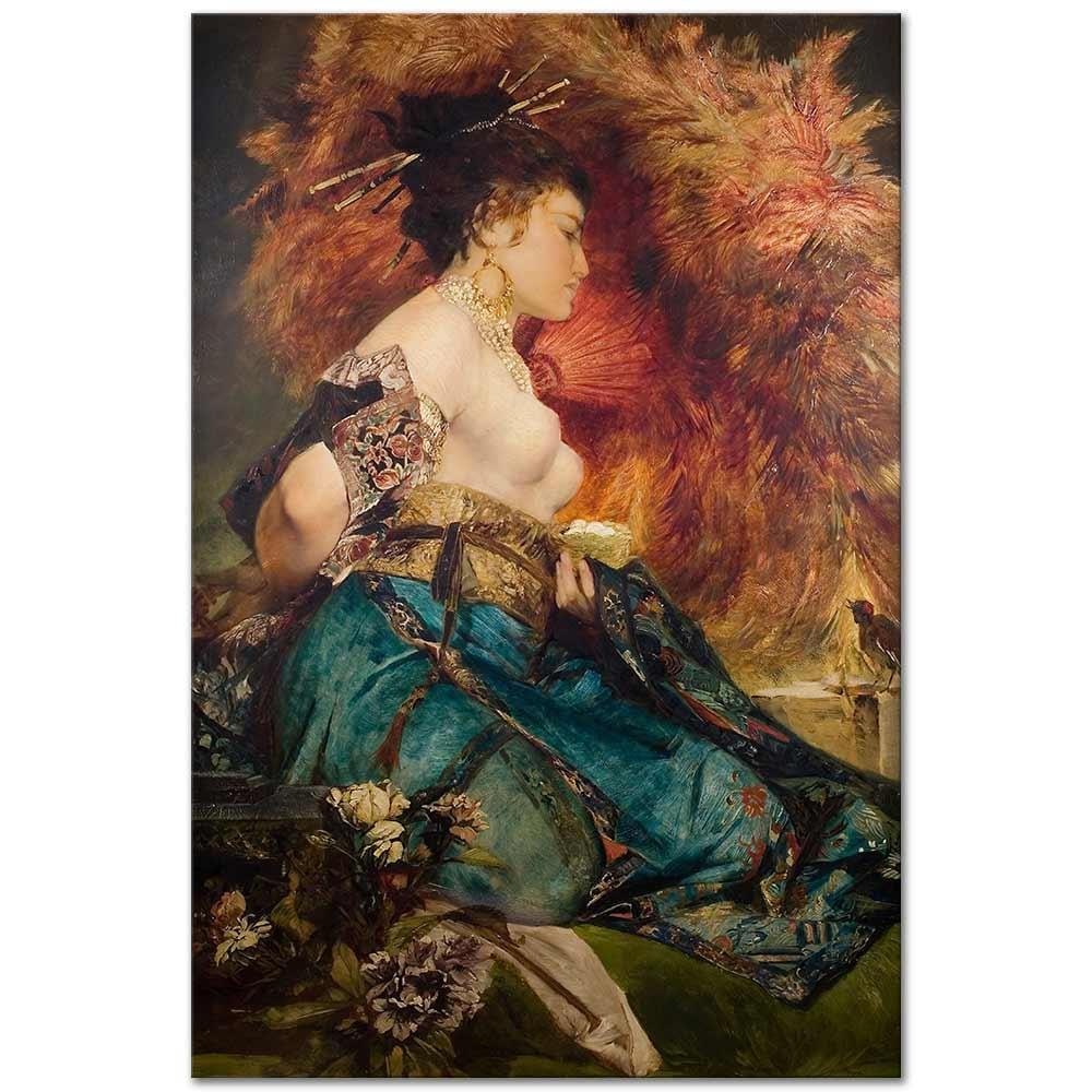 Hans Makart Japon Kadın Kanvas Tablo