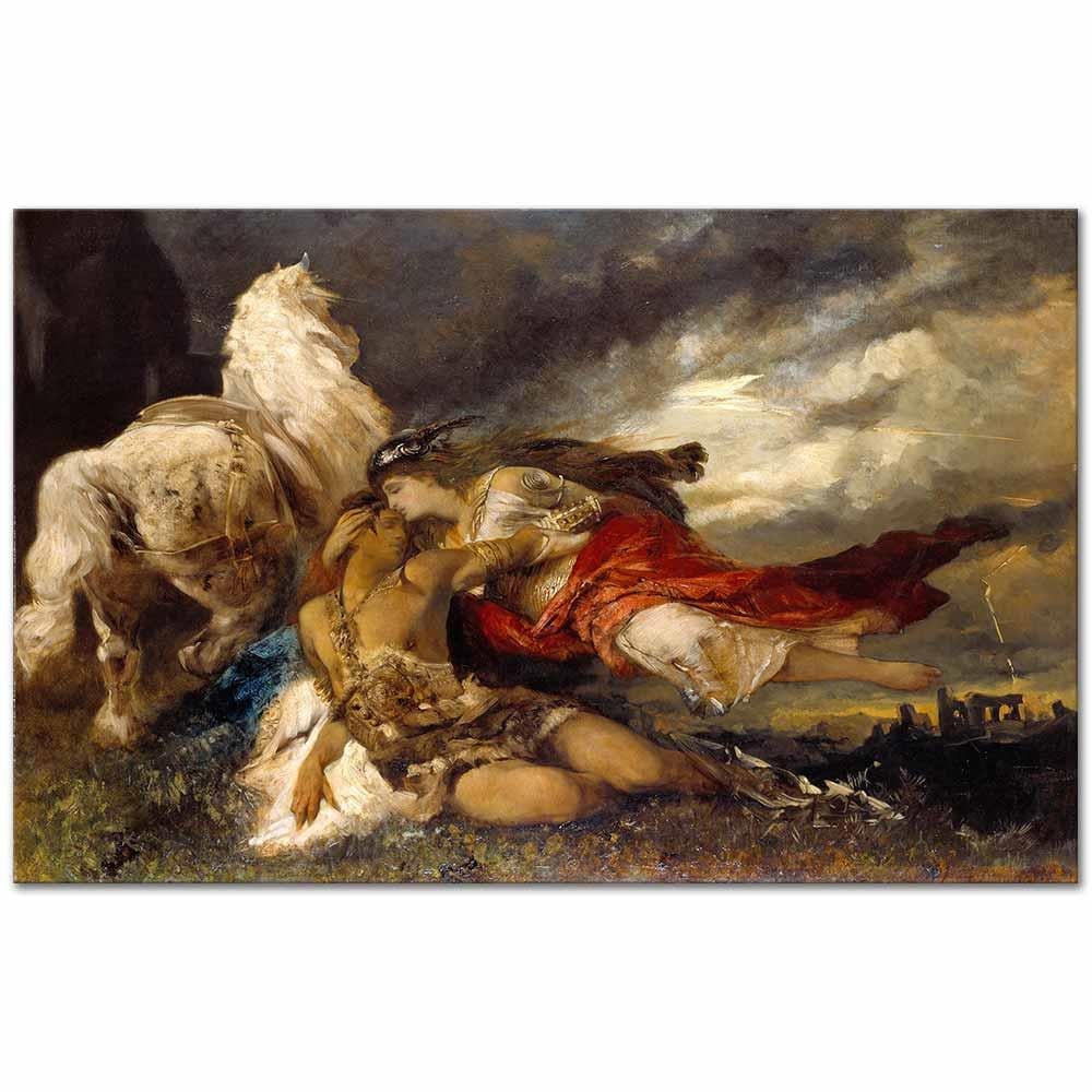 Hans Makart Valkyrie ve Ölen Bir Kahraman Kanvas Tablo
