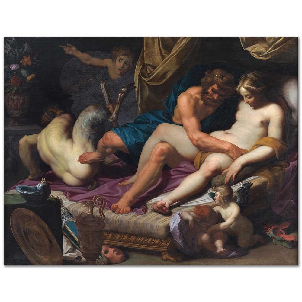 Abraham Janssens Herkül Faunus'u Omfale'nin Yatağından Tekmelerken Kanvas Tablo