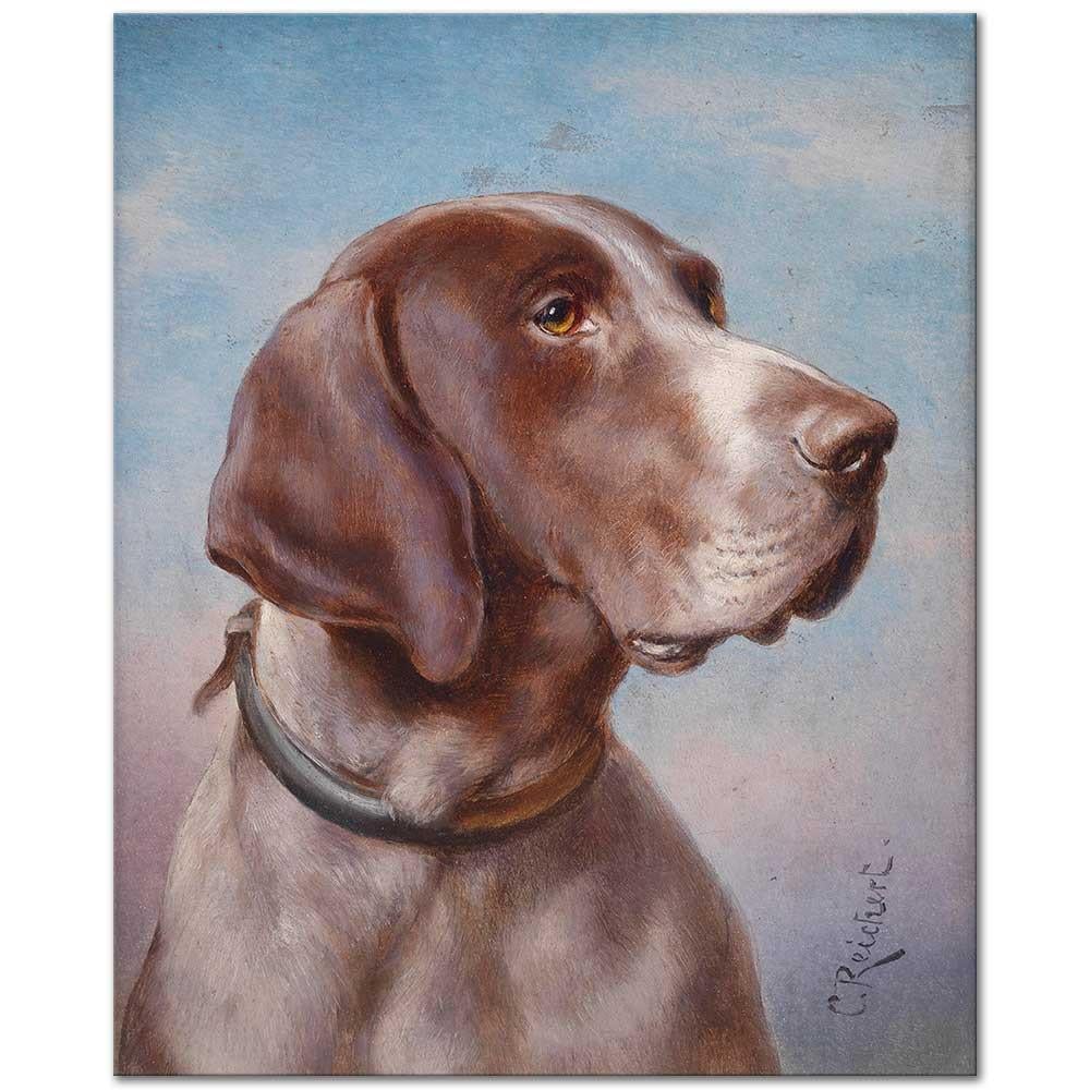 Carl Reichert Köpek Portresi Kanvas Tablo