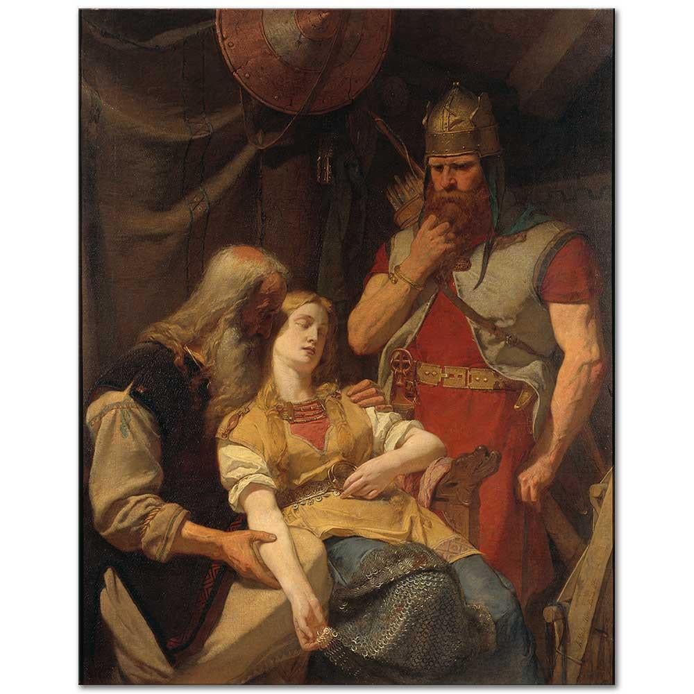 August Malmström Orvar Odd'dan Hjalmar'ın Ölüm Haberini Alan Ingeborg Kanvas Tablo