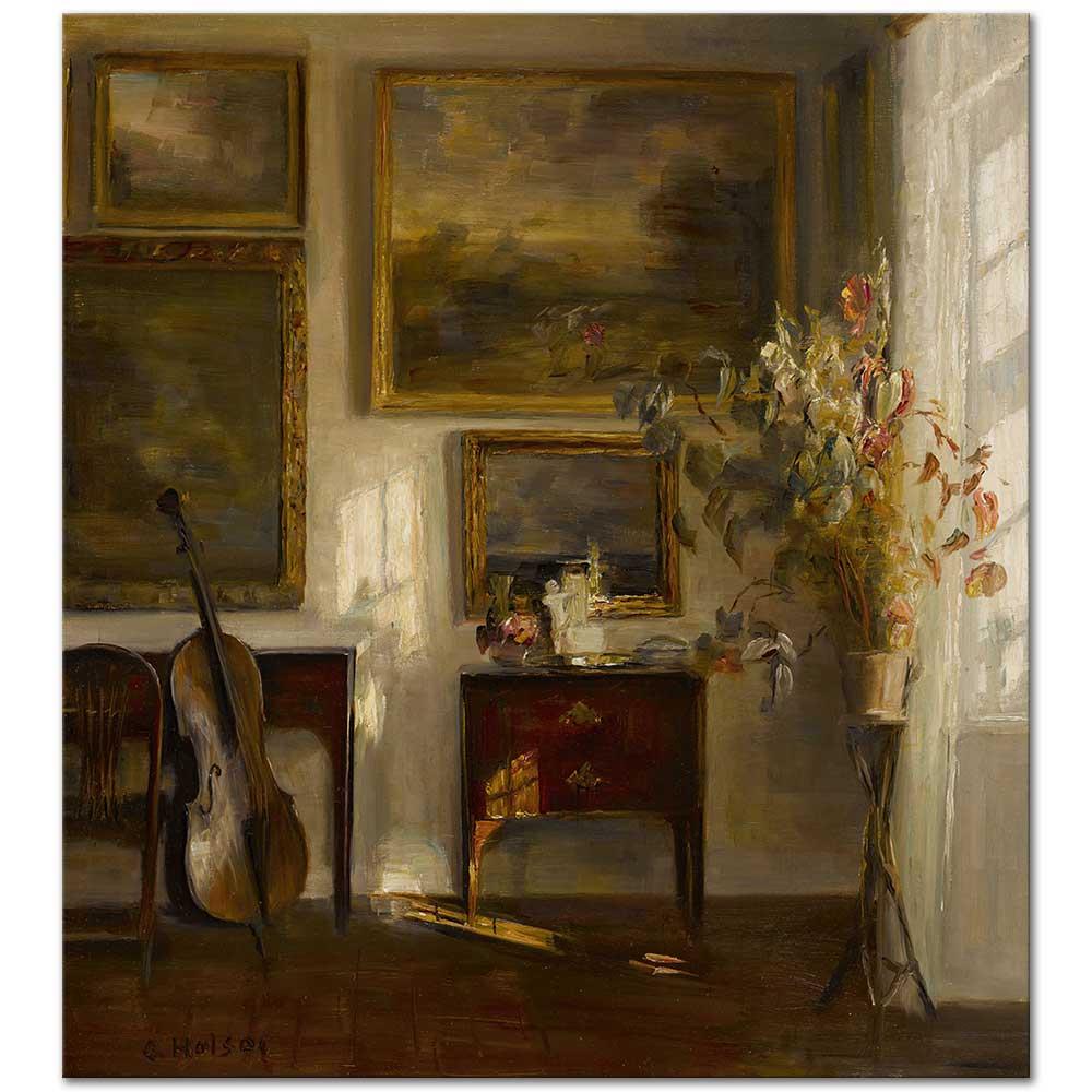 Carl Vilhelm Holsoe Odadaki Çello Kanvas Tablo
