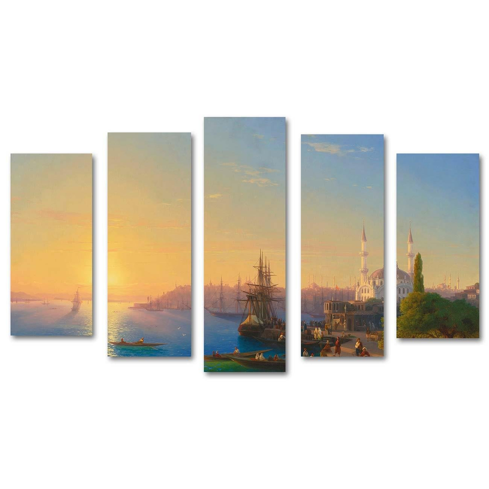 Ivan Aivazovsky İstanbul'a Bakış 5 Parçalı Set Kanvas Tablo