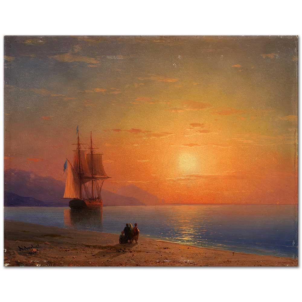 Ayvazovsky Sahilde Günbatımı Kanvas Tablo