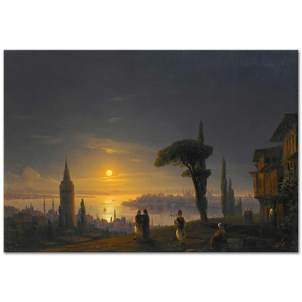 Ivan Aivazovsky Ay Işığında Galata Kulesi Kanvas Tablo