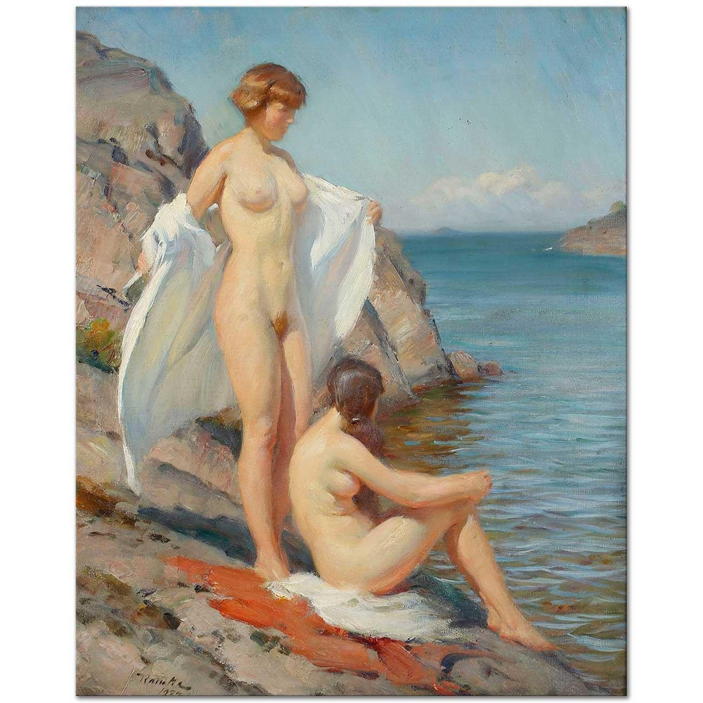 Ivar Kamke Sahilde Kadınlar Kanvas Tablo