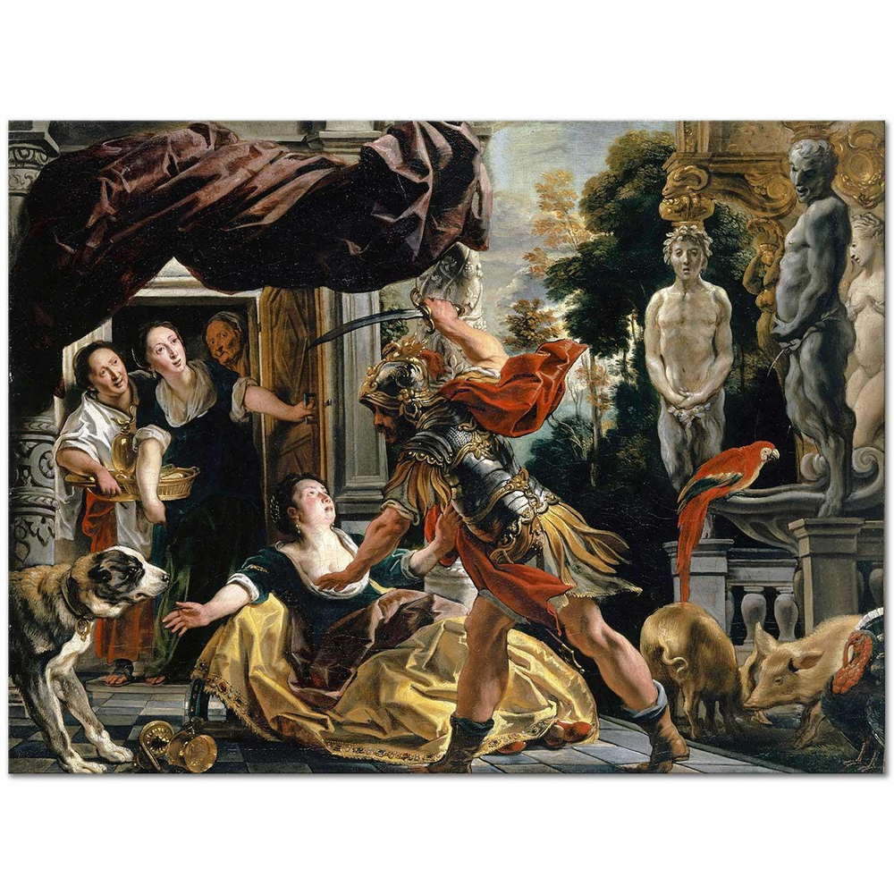 Jacob Jordaens Ulysses Circe'yi Tehdit Ederken Kanvas Tablo