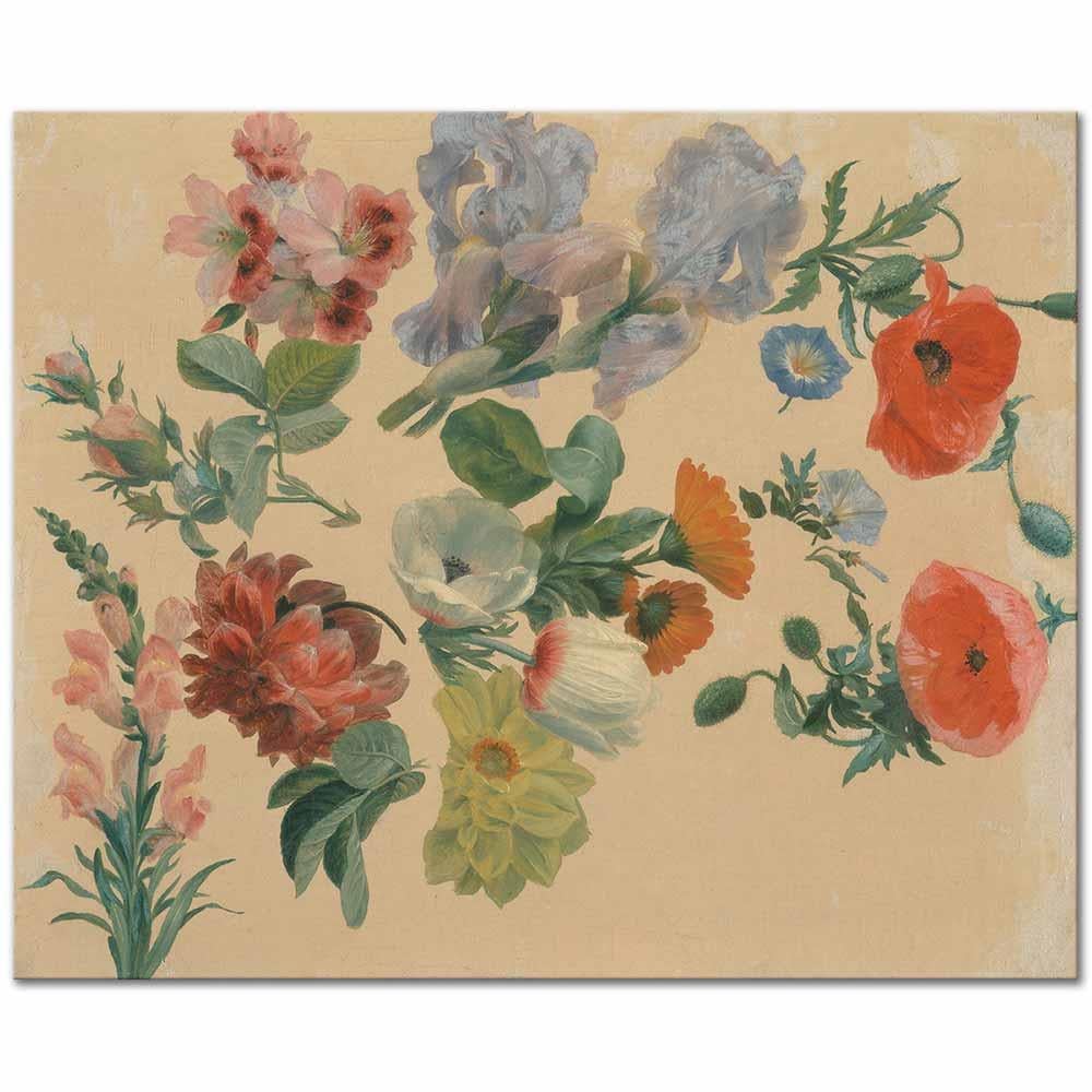 Jacques Laurent Agasse Yaz Çiçekleri Etüdü Kanvas Tablo