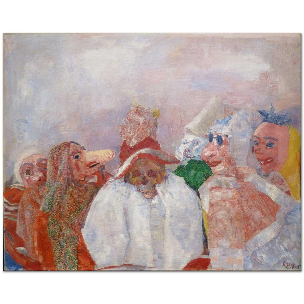 James Ensor Yüzleşen Maskeler Kanvas Tablo