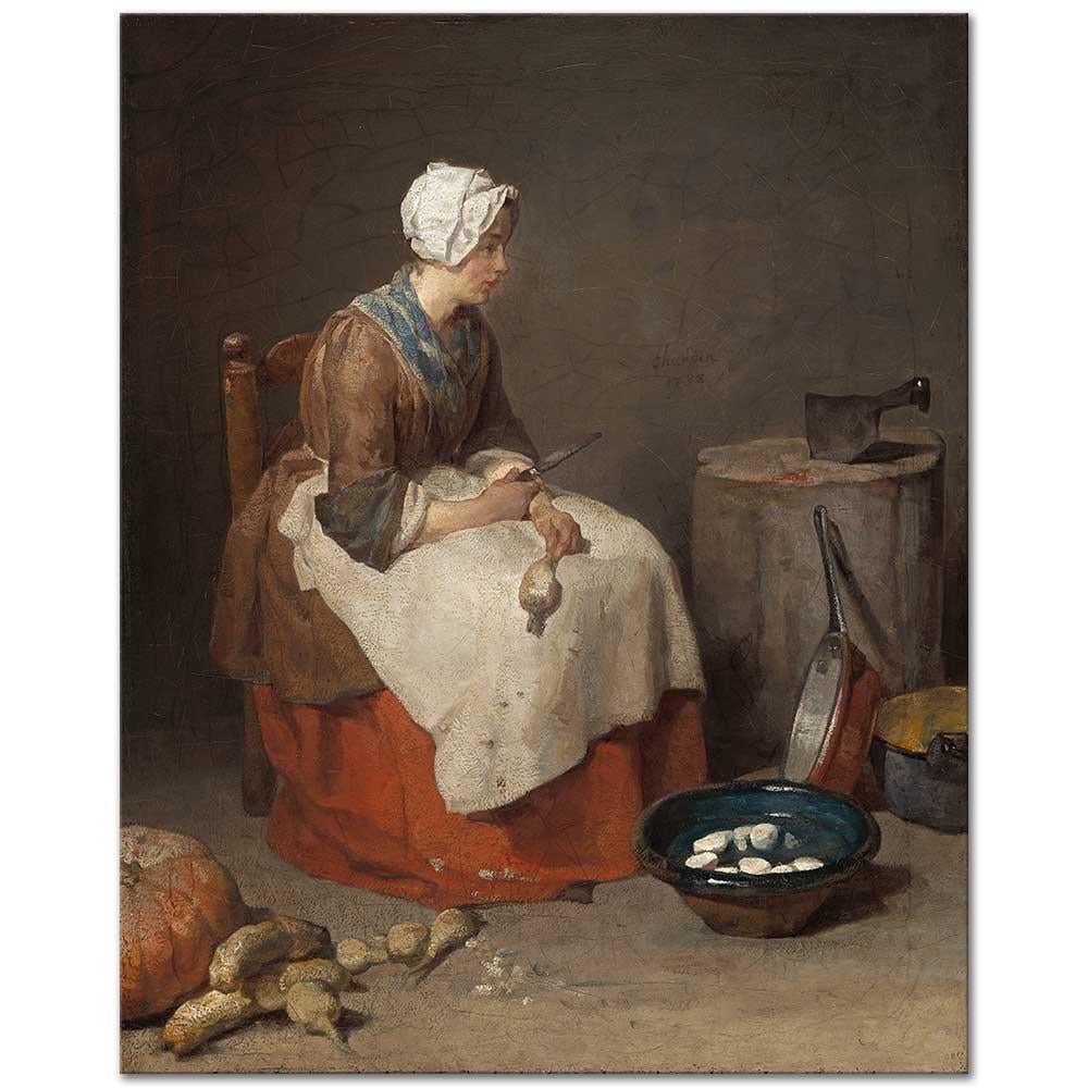Jean Baptiste Simeon Chardin Şalgam Soyarken Kanvas Tablo