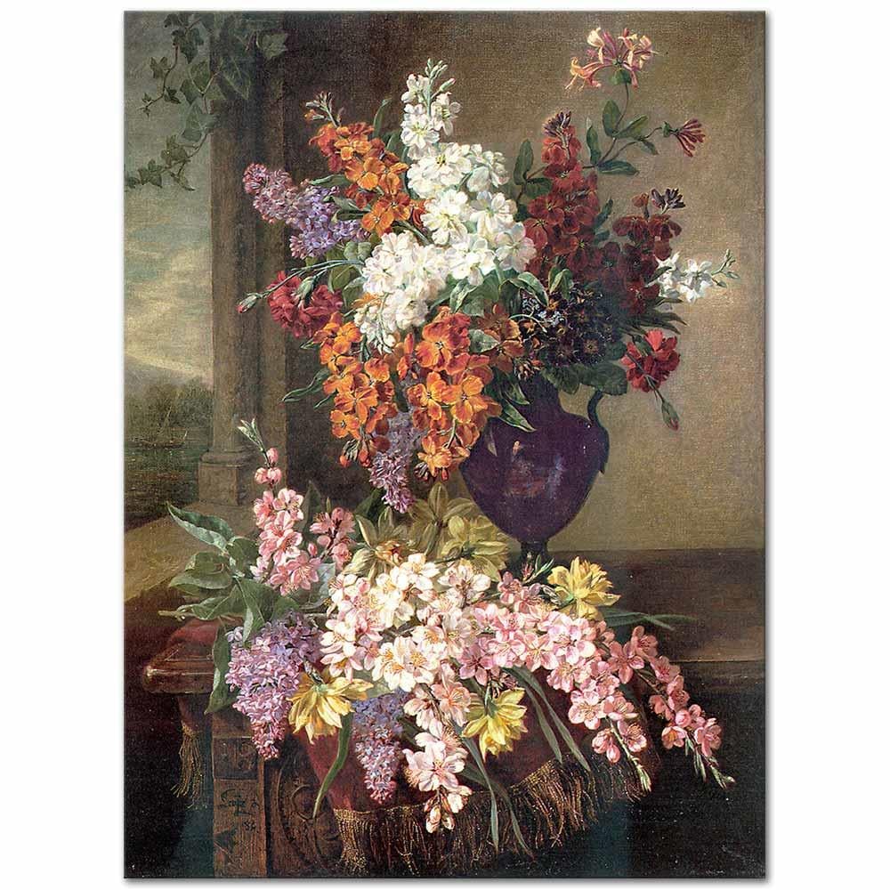 Jean-Pierre Lays Masada Kiraz Çiçekleri Kanvas Tablo