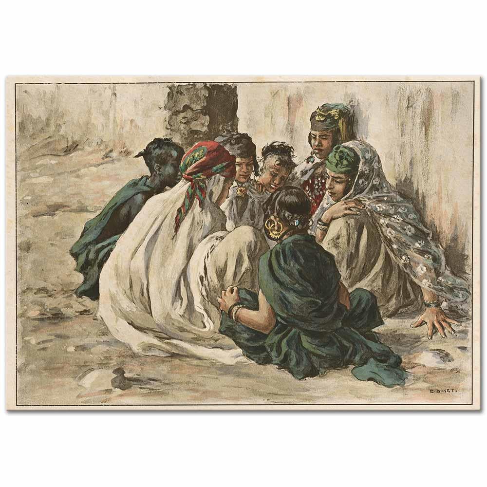 Etienne Dinet  Laghouat'ta Oyun Oynayan Kızlar Kanvas Tablo