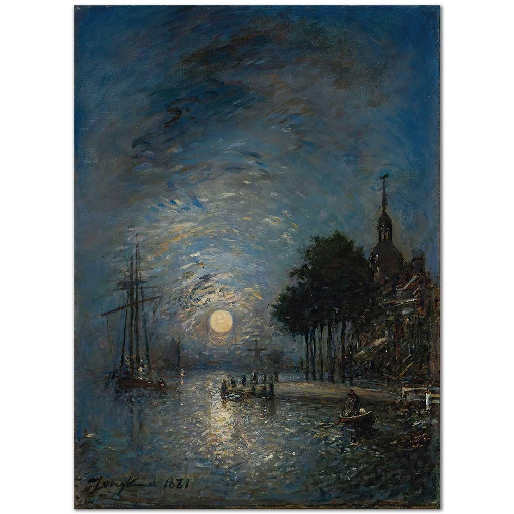 Johan Barthold Jongkind Alacakaranlıkta Dordrecht Limanı Kanvas Tablo