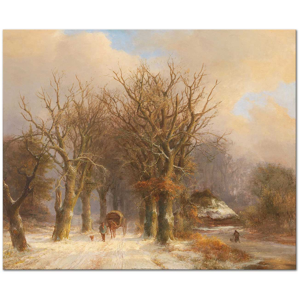 Johann Bernhard Klombeck Winter Landscape with Horse and Cart Art Print