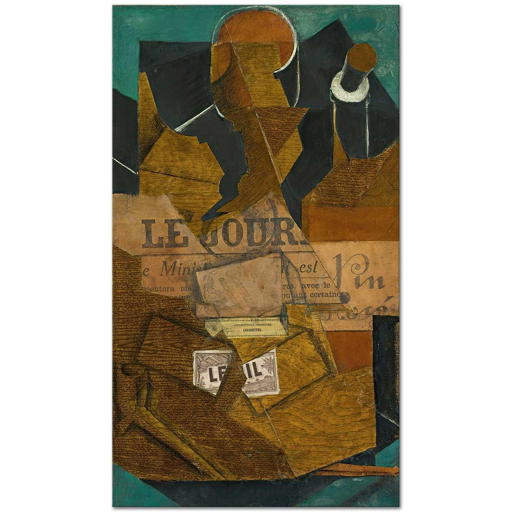 Juan Gris Tütün Gazete ve Rose Şarap Kanvas Tablo