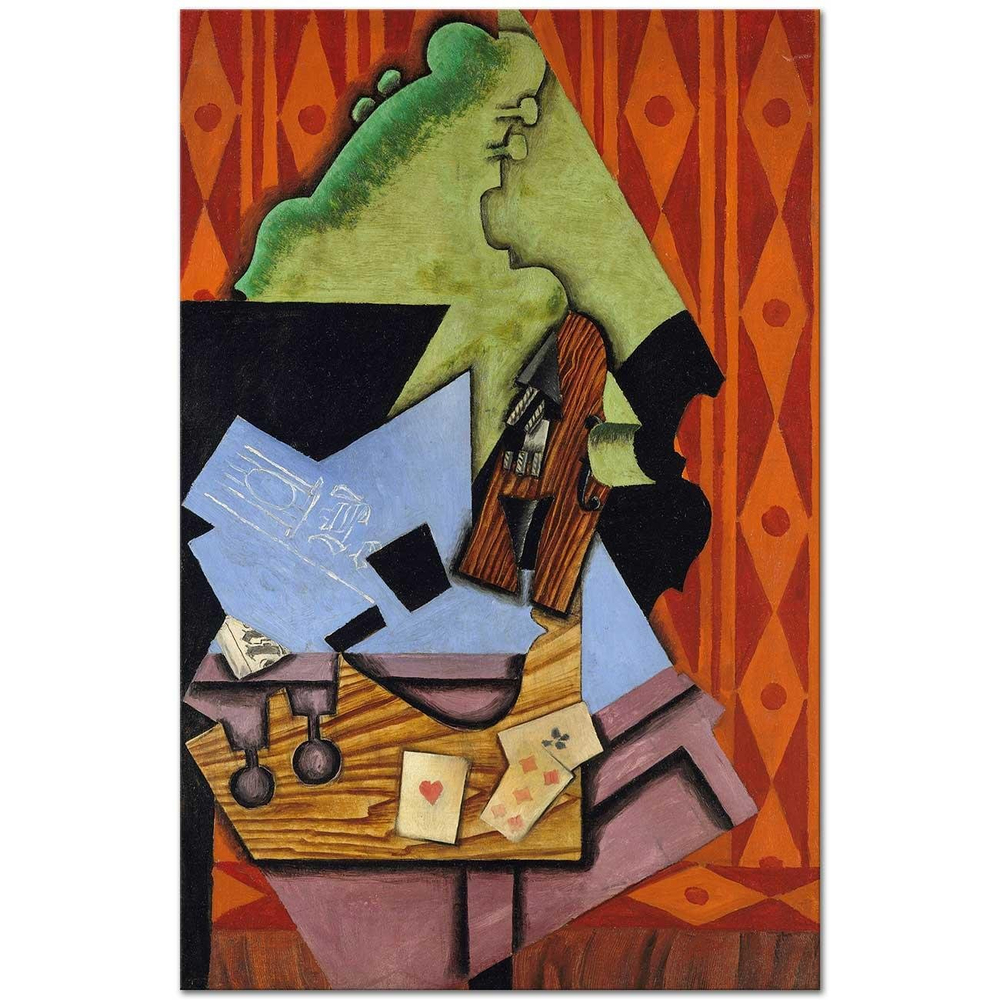 Juan Gris Keman ve Masada Oyun Kartları Kanvas Tablo