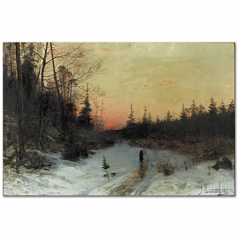Justus Lundegard Gryningen'de Kış Manzarası Kanvas Tablo