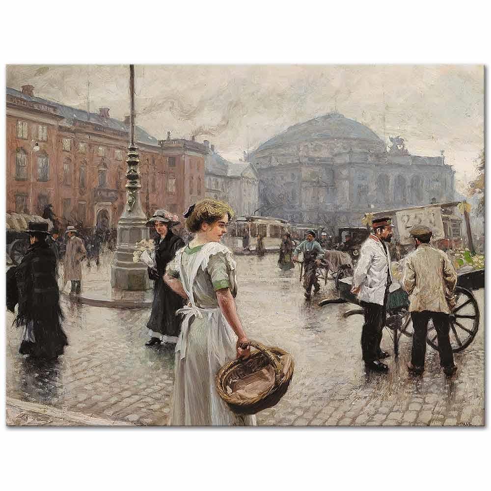 Paul Fischer Kopenhag Kongens Nytorv Kanvas Tablo