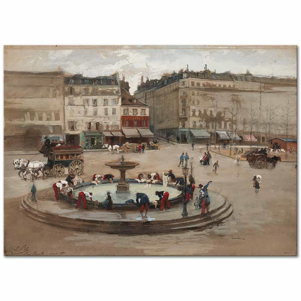 Isidore Pils Yağmurda Pigalle Meydanı Kanvas Tablo
