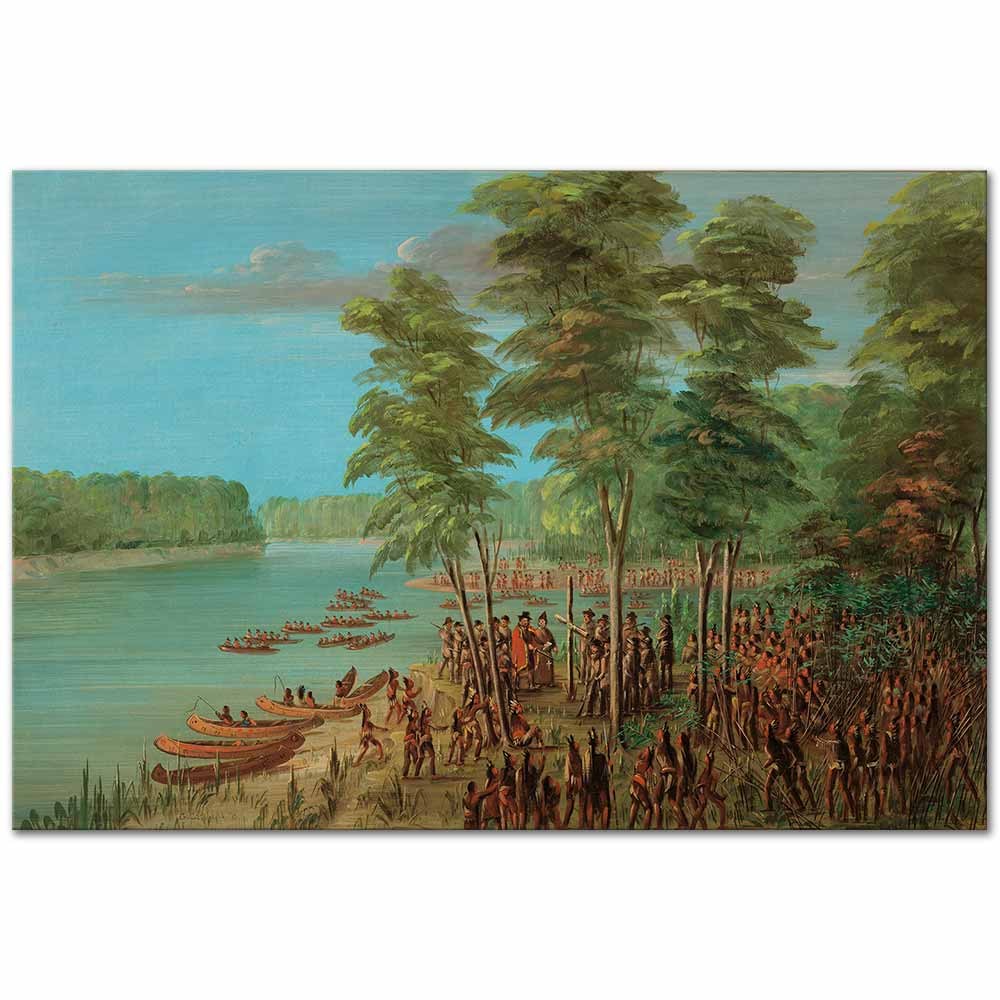 La Salle Taking Possession of the Land at the Mouth of the Arkansas by George Catlin as Fine Art Print