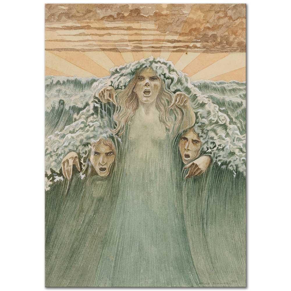 Carlos Schwabe Dalga Kanvas Tablo