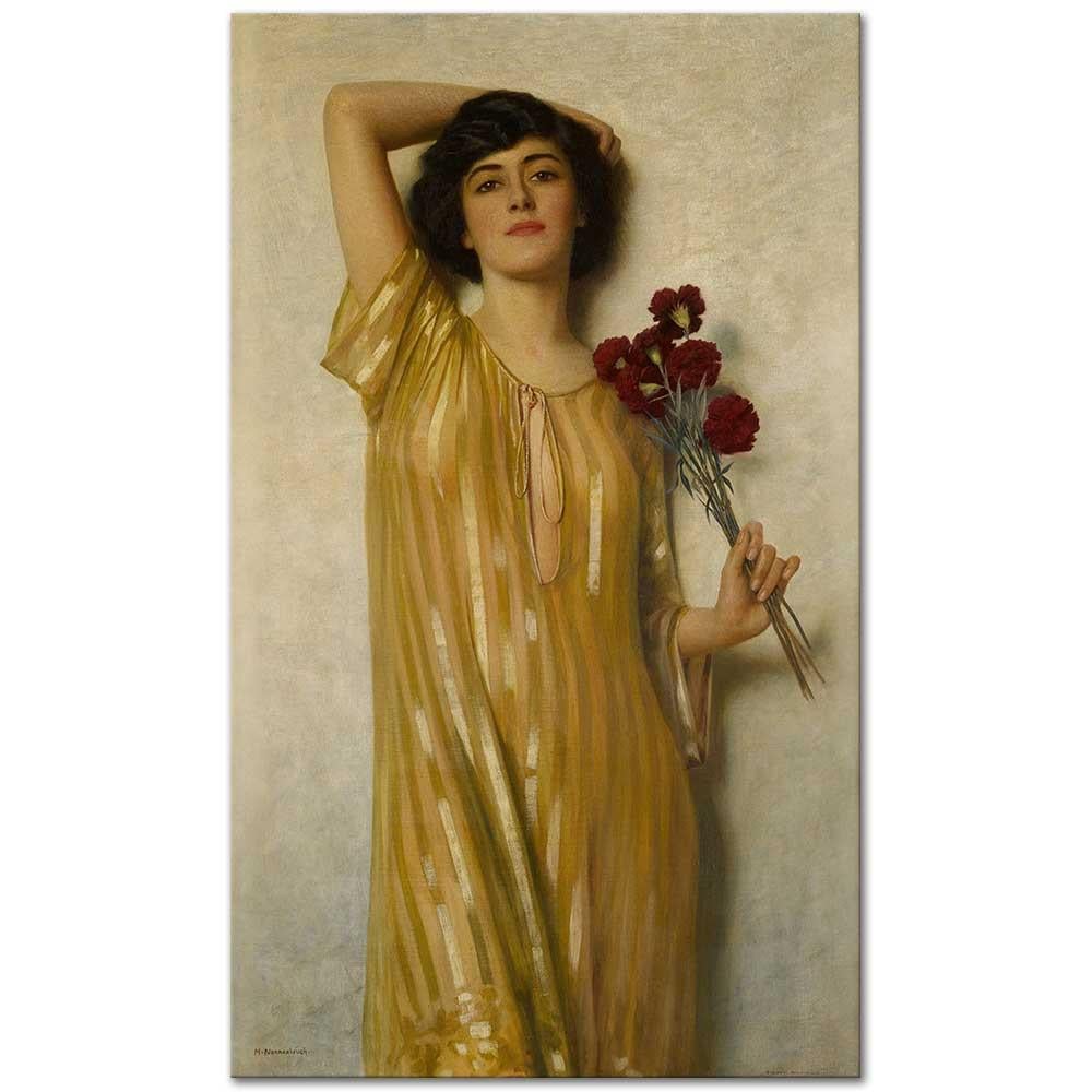 Max Nonnenbruch Sarı Elbiseli Kadın Kanvas Tablo
