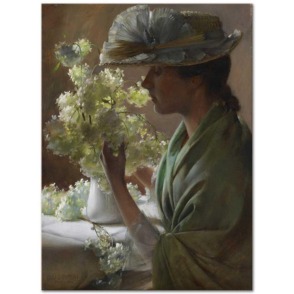 Charles Courtney Curran Çiçek Buketi ve Kadın Kanvas Tablo