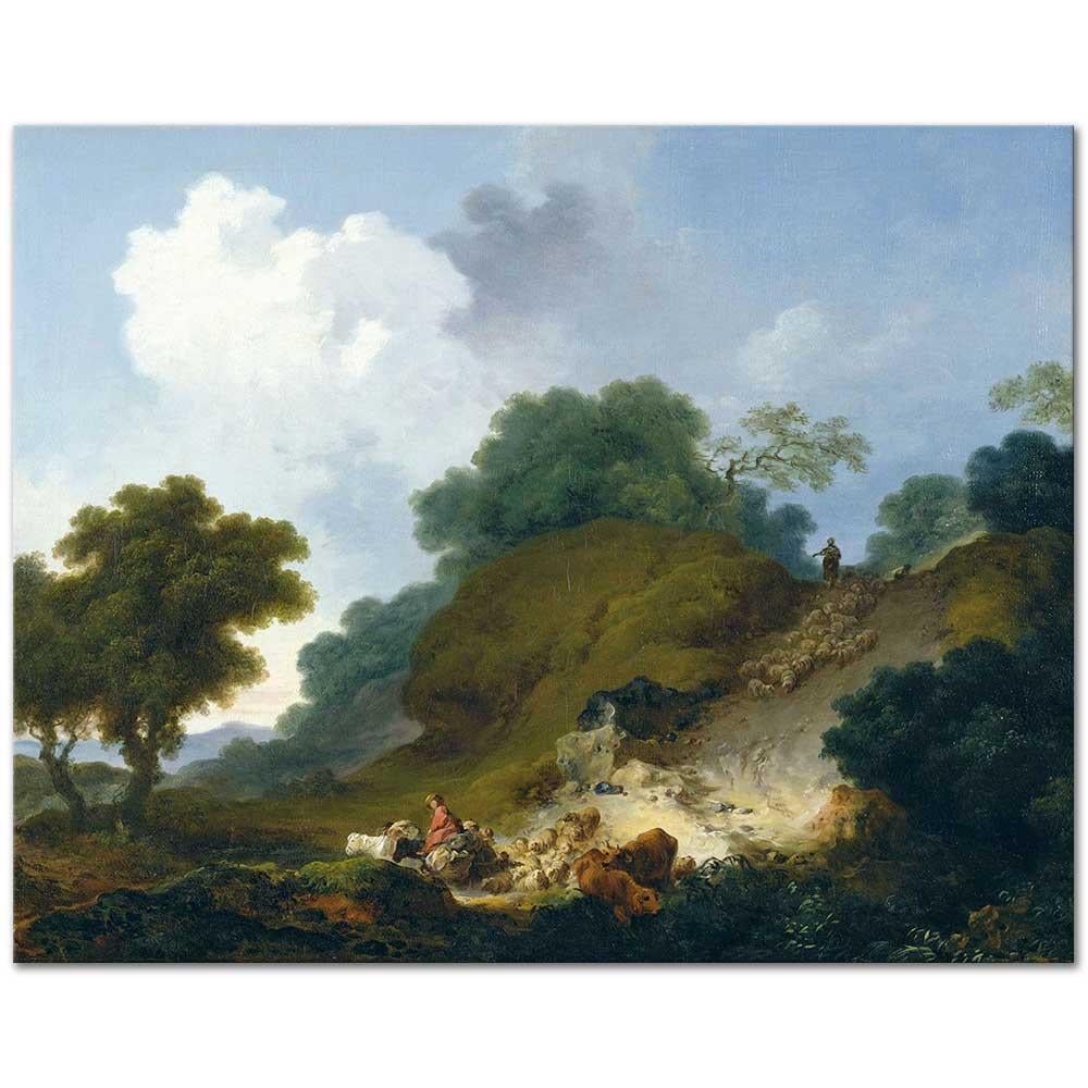 Jean Honore Fragonard Koyun Sürüsü ve Manzara Kanvas Tablo
