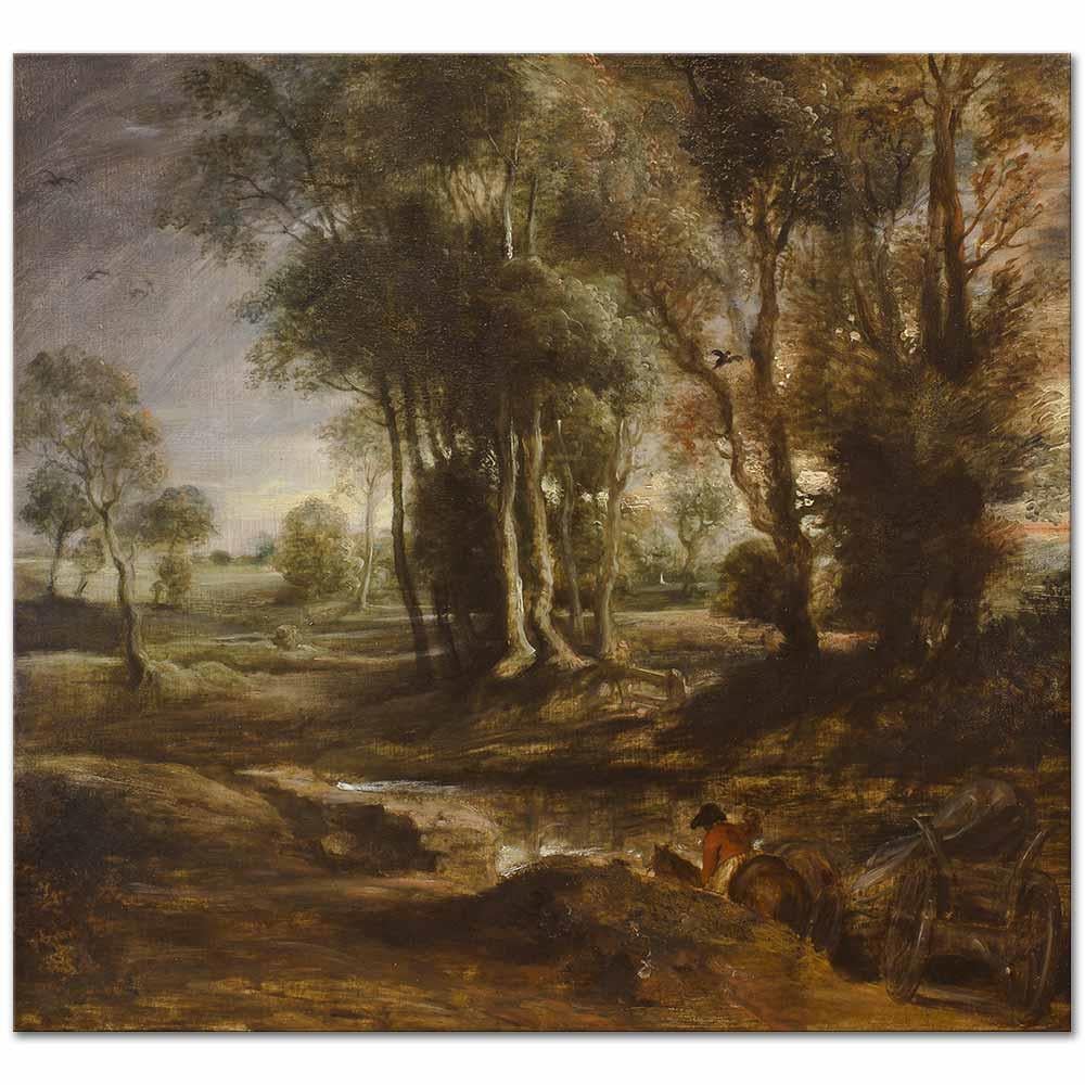 Peter Paul Rubens Akşam Manzarasında Araba Kanvas Tablo