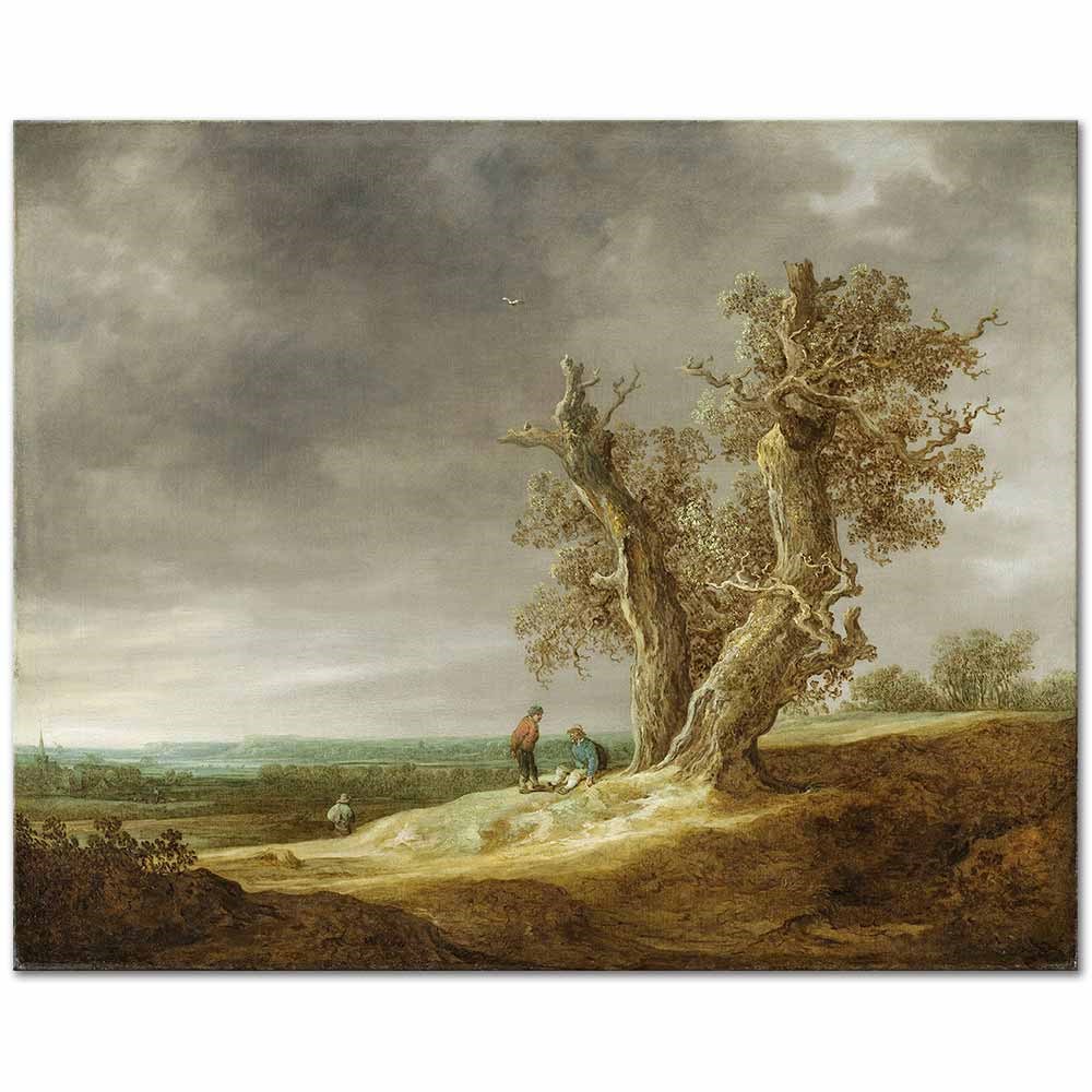 Jan van Goyen Meşe Ağaçlı Manzara Kanvas Tablo