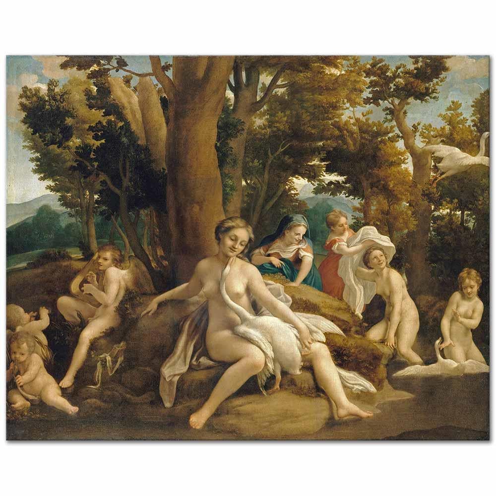 Antonio Allegri da Correggio Leda ve Kuğu Kanvas Tablo