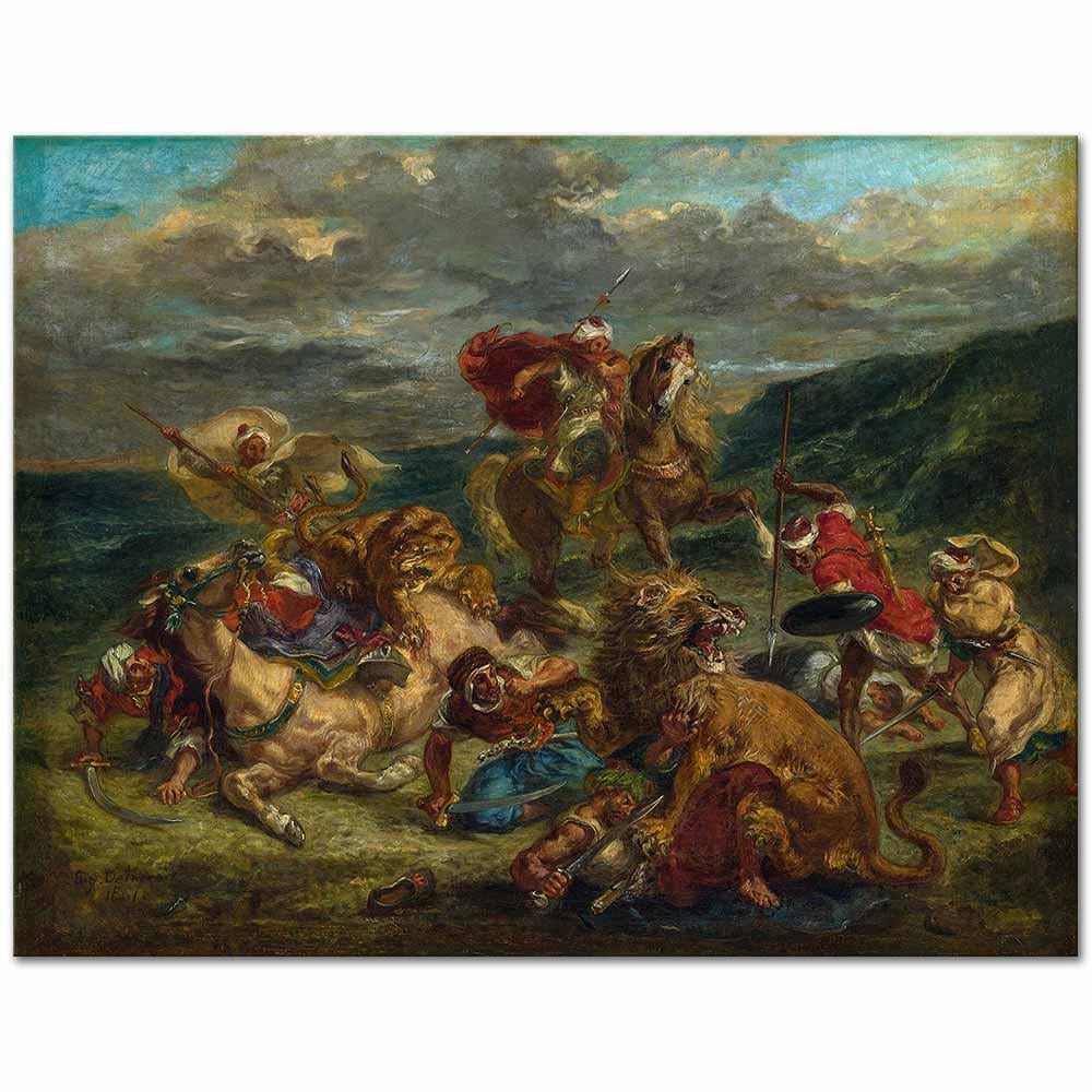 Eugene Delacroix Aslan Avı Kanvas Tablo