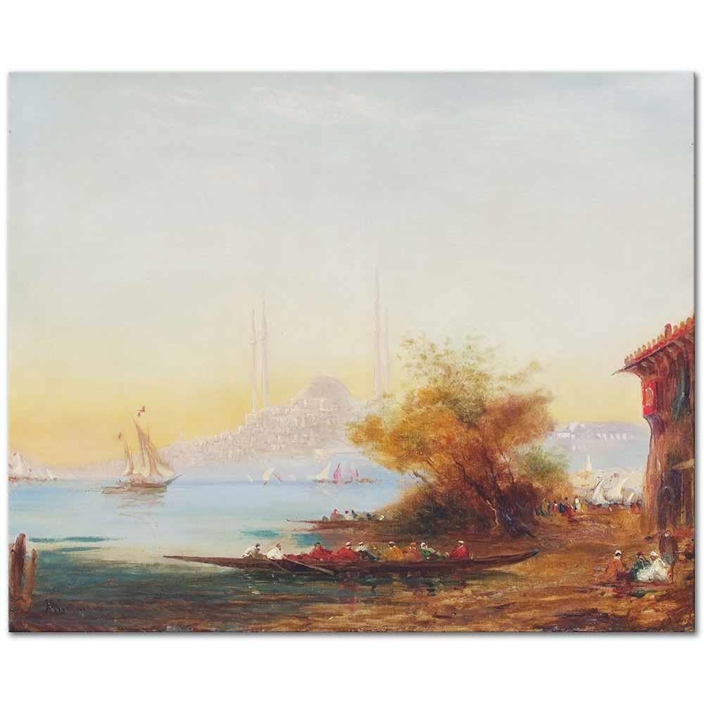 Alfred August Felix Bachmann İstanbul Manzarası ve Ayasofya Kanvas Tablo