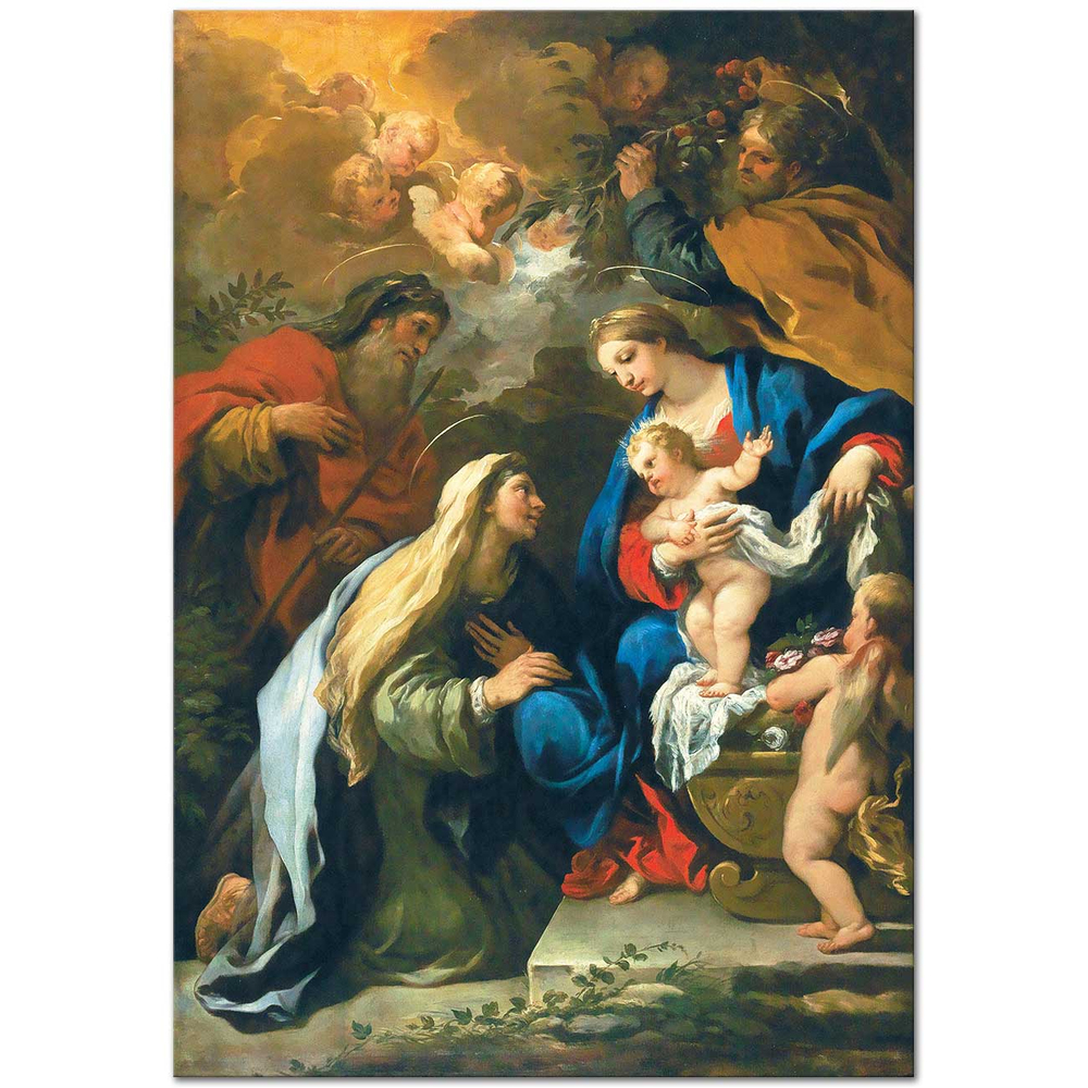 Luca Giordano Kutsal Aile Aziz Anne ve Joachim ile Kanvas Tablo