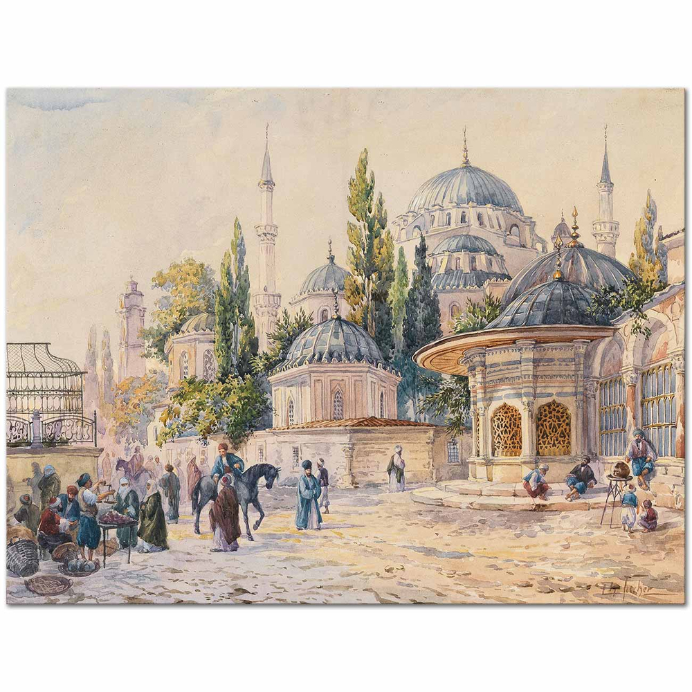 Ludwig Hans Fischer Şehzadebaşı Camii İstanbul Kanvas Tablo