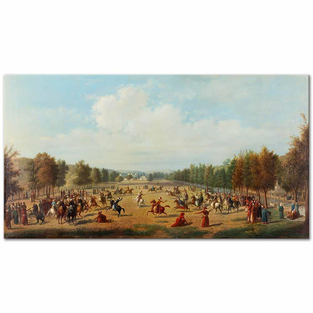 Luigi Acquarone Kağıthane'de Cirit Oyunu Kanvas Tablo