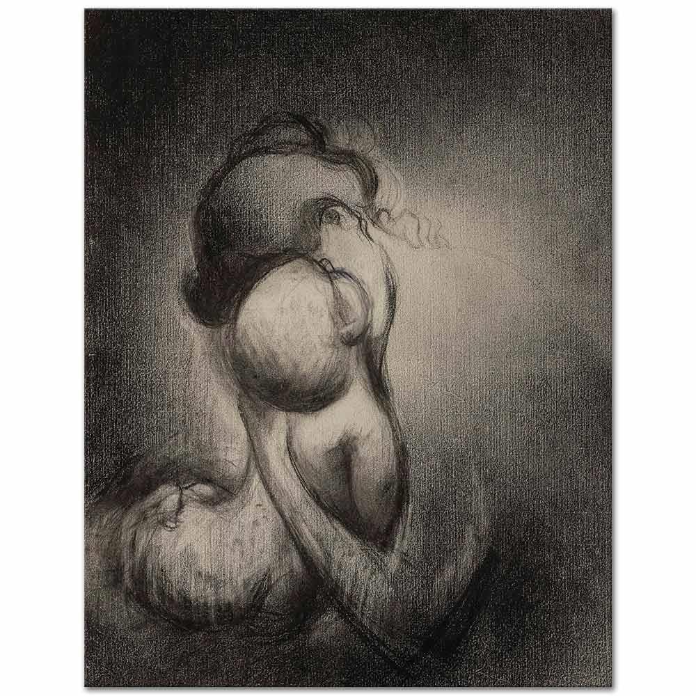 Charles Angrand Çocuğunu Öpen Anne Kanvas Tablo