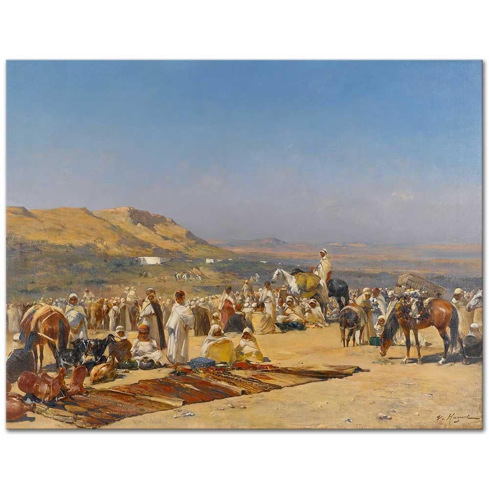 Victor Huguet Çölde Pazar Yeri Kanvas Tablo