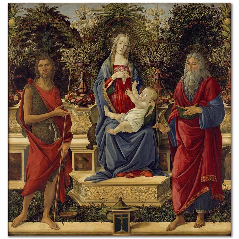 Sandro Botticelli Meryem Çocuk İsa ve İki Yahya ile Kanvas Tablo