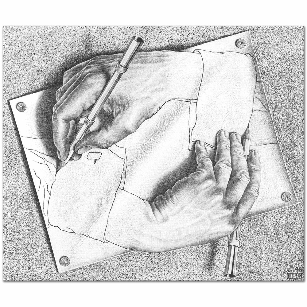 Maurits Cornelis Escher Desen Çizen Eller Kanvas Tablo