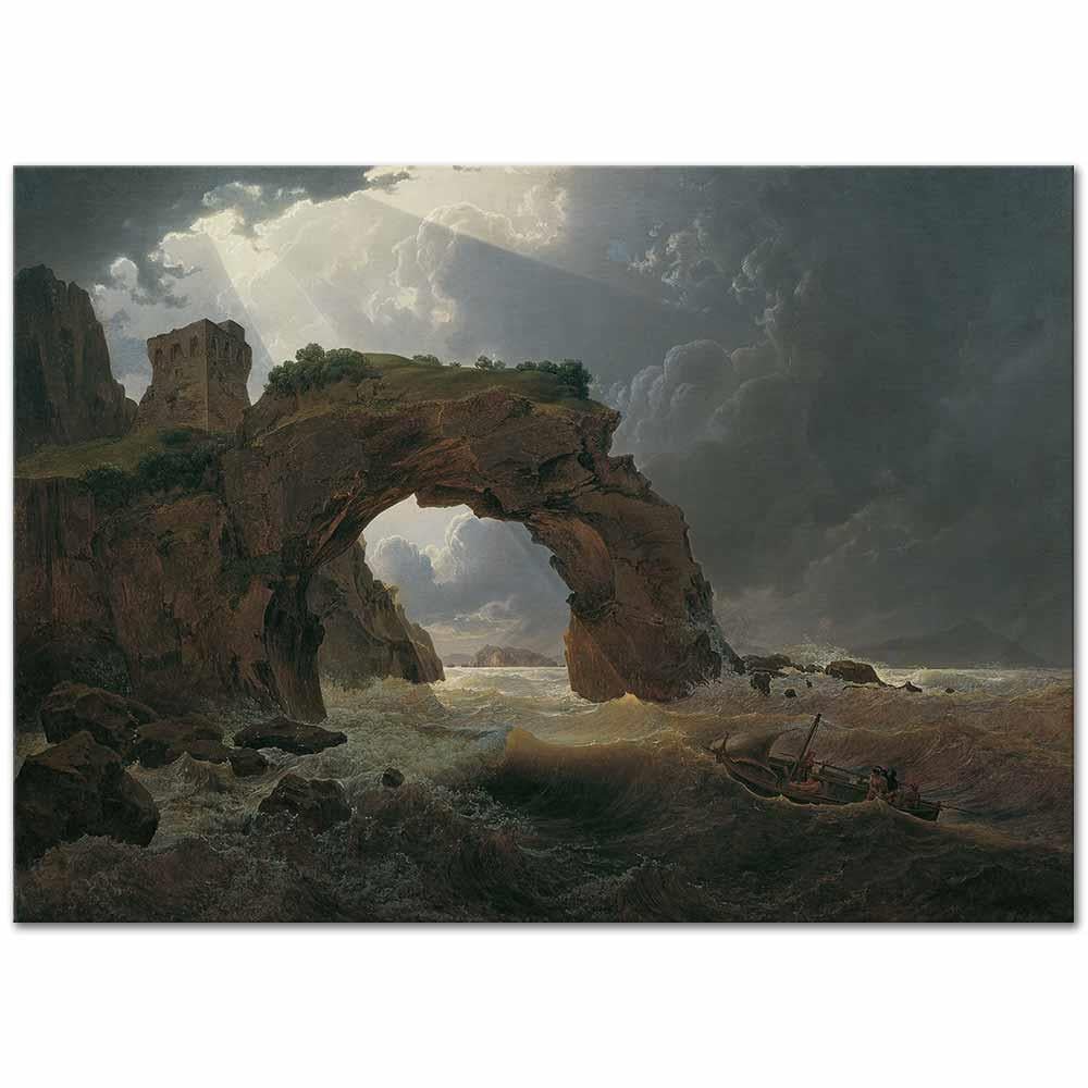 Josef Rebell Fırtınada Miseno Geçidi Kanvas Tablo