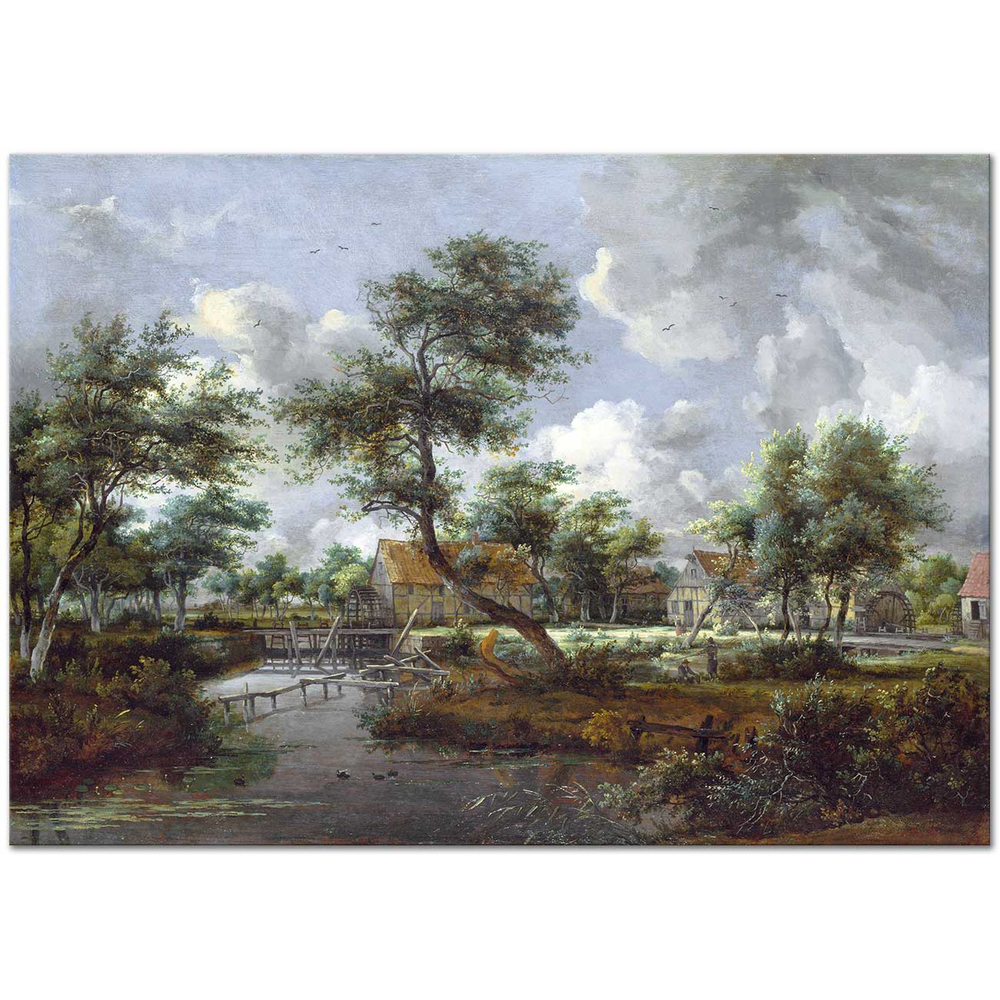 Meindert Hobbema Köyün Su Değirmeni Kanvas Tablo