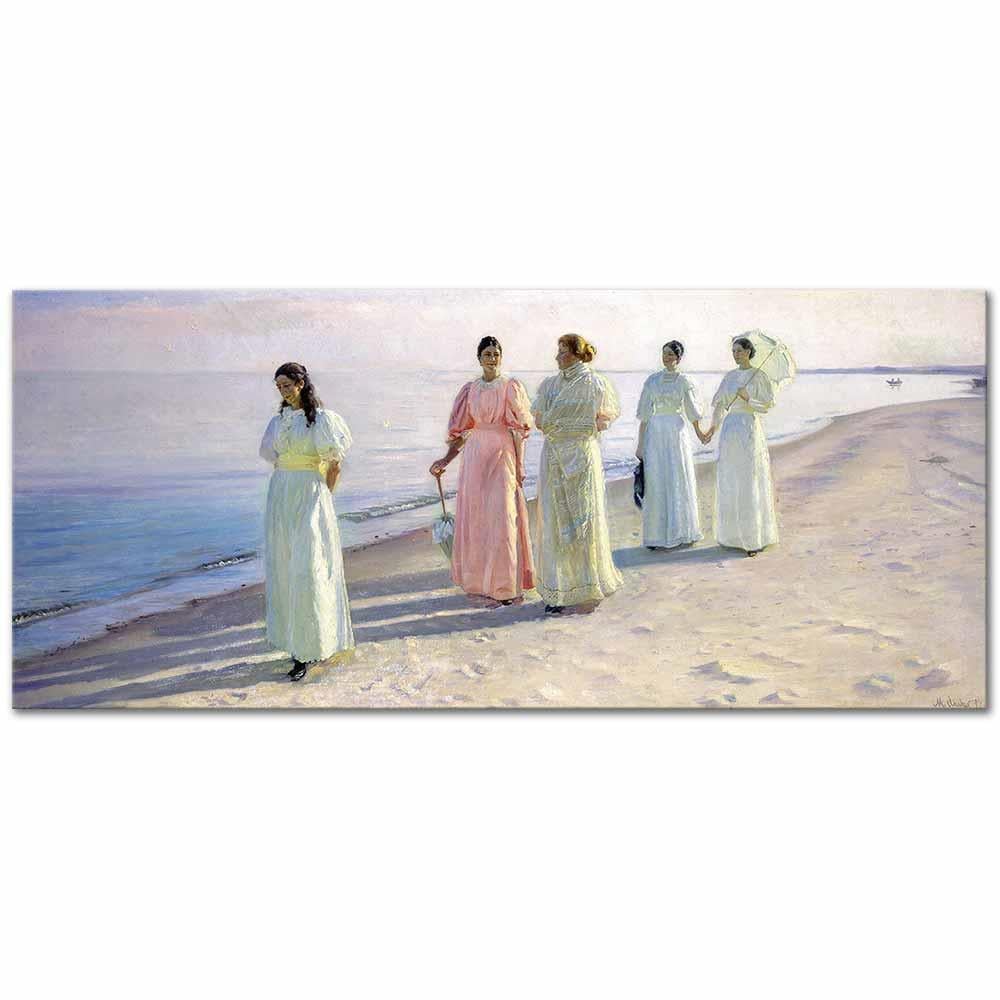 Michael Peter Ancher Sahilde Yürüyüş Kanvas Tablo
