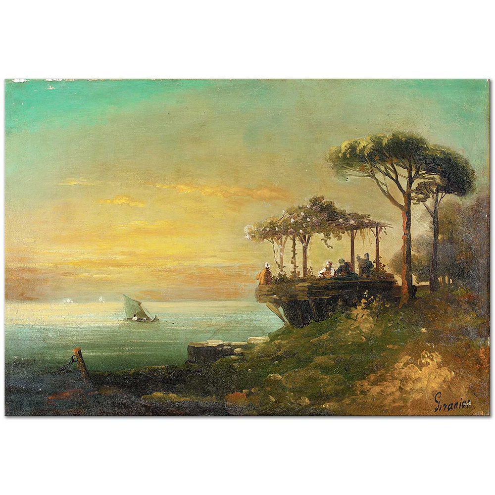 Mıgırdıc Givanian Boğaz'da Çardaklı Kahve Kanvas Tablo