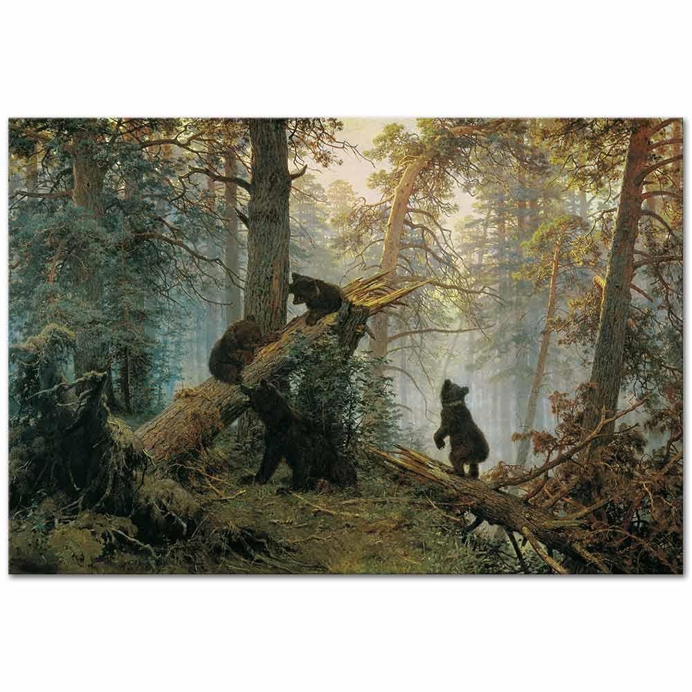 Ivan Shishkin Çam Ormanında Sabah Kanvas Tablo